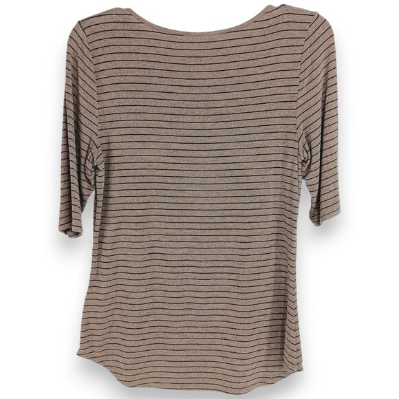 APT 9 Top- Women's- SMALL-Light Brown with Black Stripes-3/4 Sleeve-Pull over - Picture 3 of 7